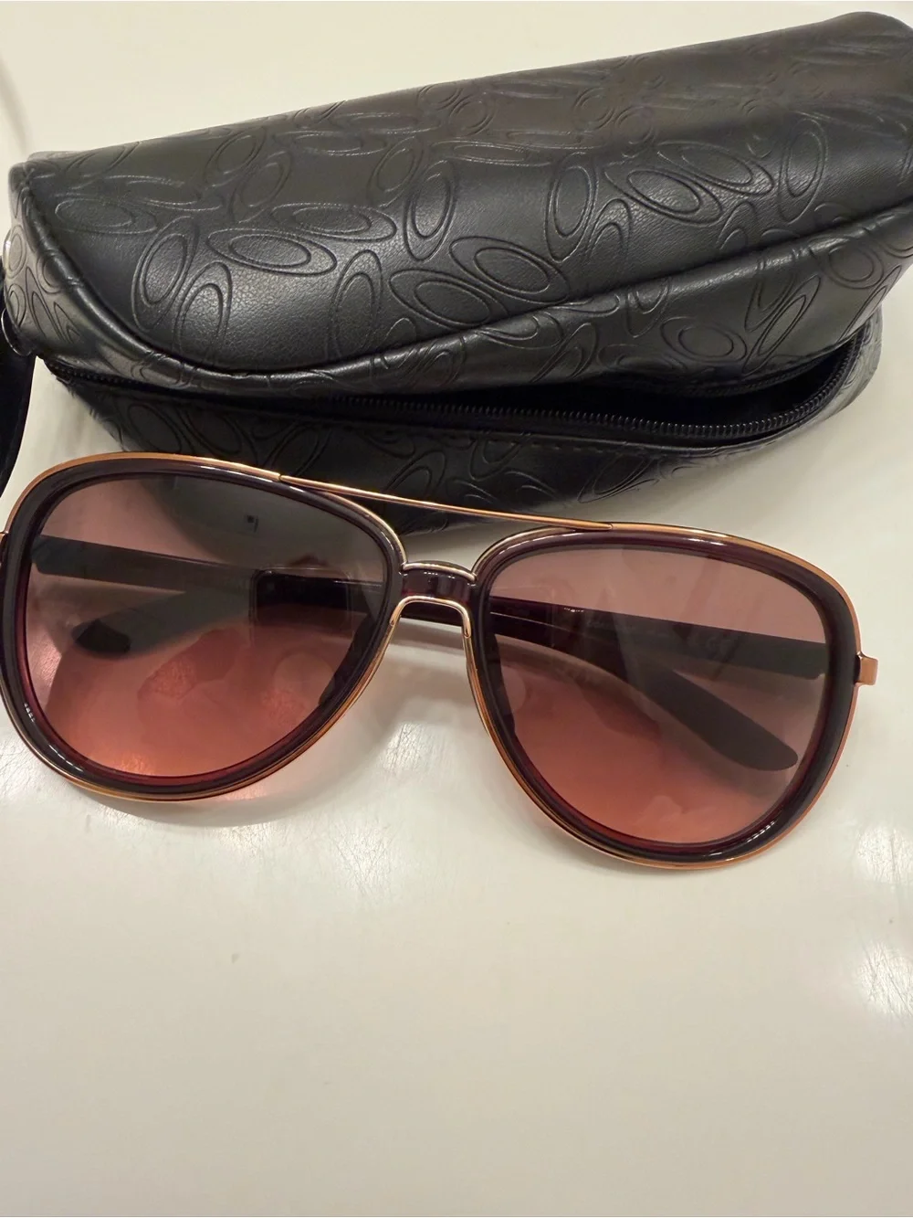 Women's Fashion Aviator Sunglasses - Pink Lenses